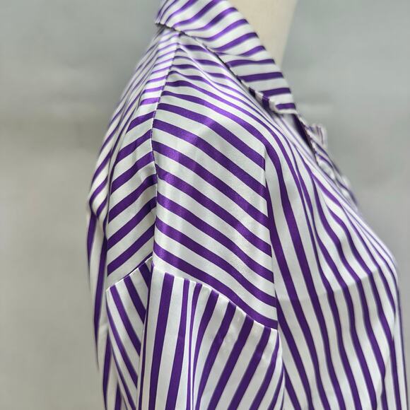 Vintage 90s Victoria's Secret Gold Label Striped satin Sleep Shirt size Small - Picture 9 of 13